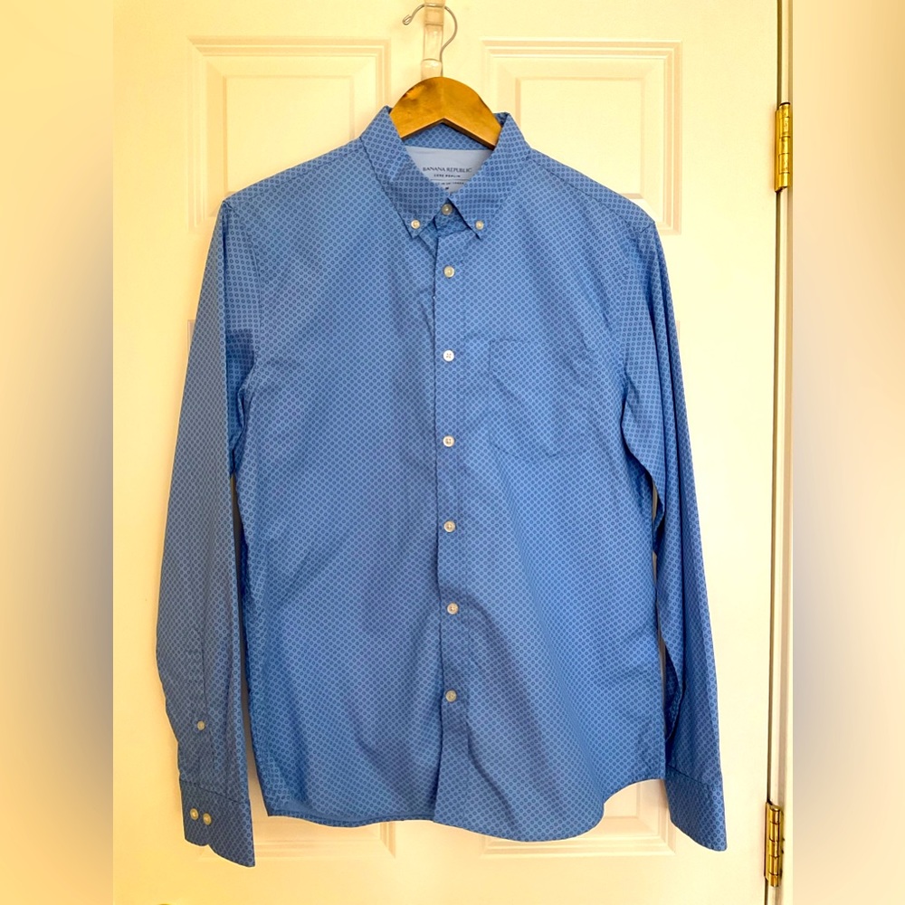 NEW! BANANA REPUBLIC LUXE POPLIN UNTUCKED SLIM FIT MENS MEDIUM
